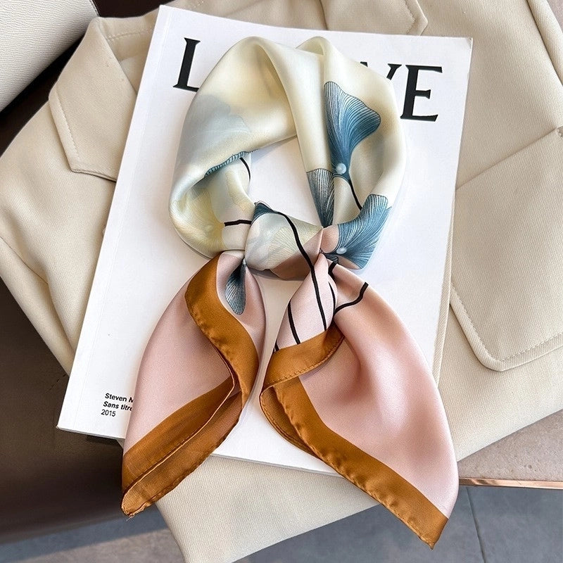 Silk Scarf Women's Elegant Small Square Scarf Decoration 70 Professional Small Square Scarf  New Autumn And Winter Warm Scarf French Hair Band