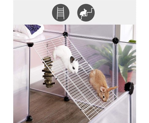 Guinea Pig Playpen with Dense Ramp White