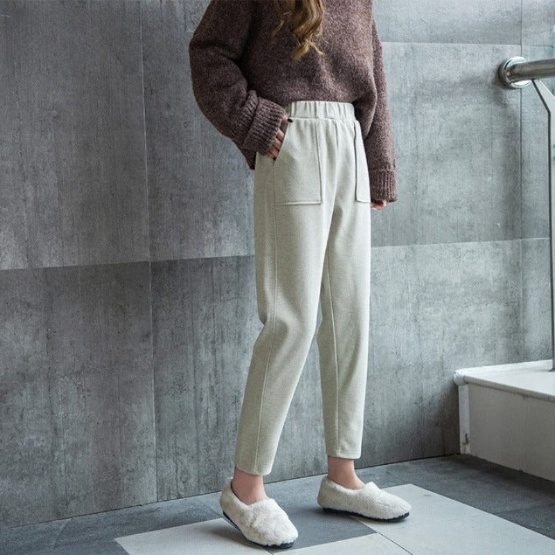 Vintage Winter Woolen Pants For Women