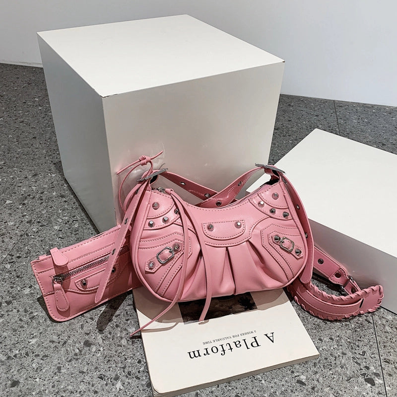 Women's Medium All Seasons Pu Leather Solid Color Fashion Dumpling Shape Zipper Cloud Shape Bag