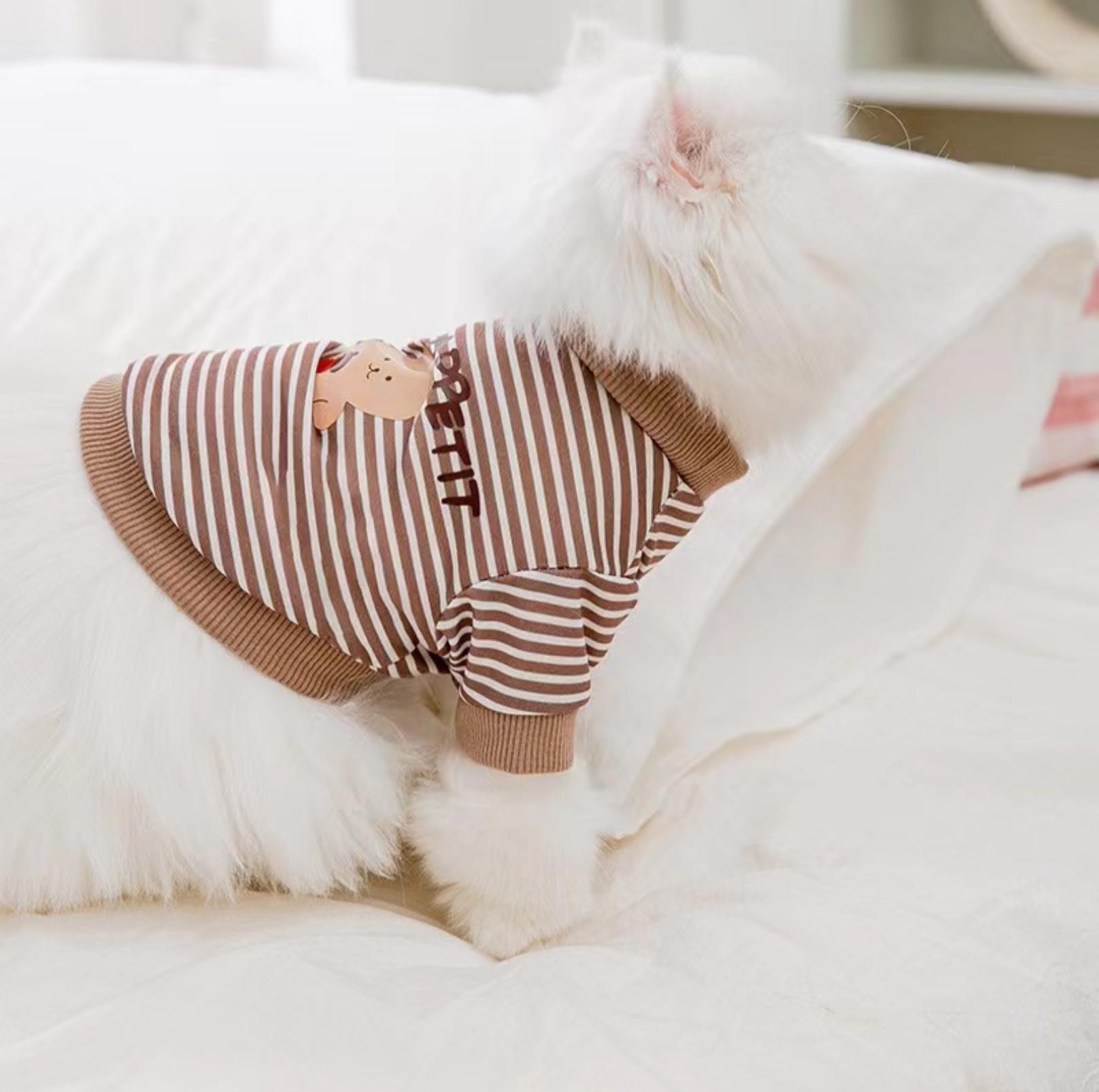 Cartoon Bear Pattern Striped Summer Pet T-Shirt