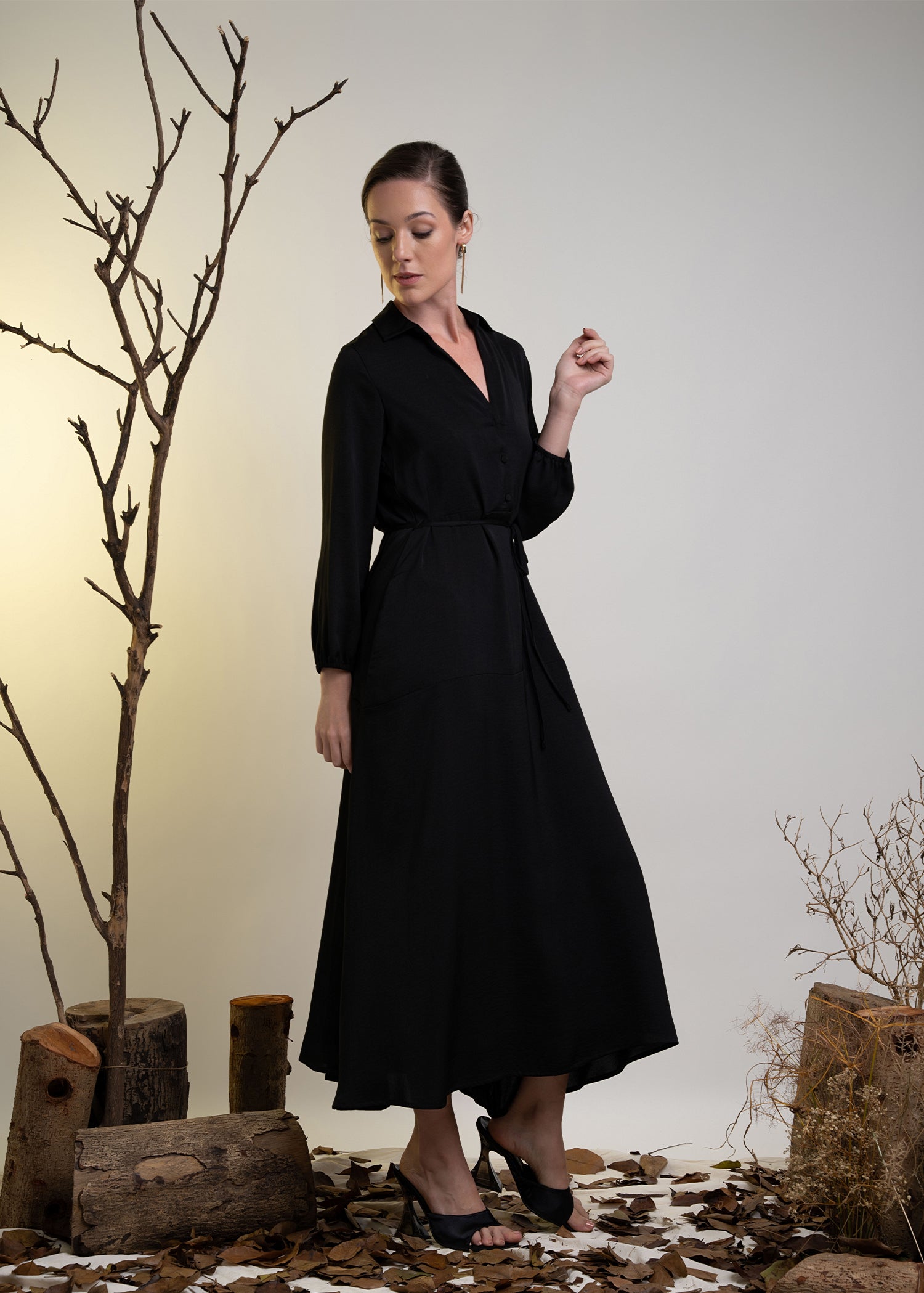 Long Sleeve Maxi Dress With Collar