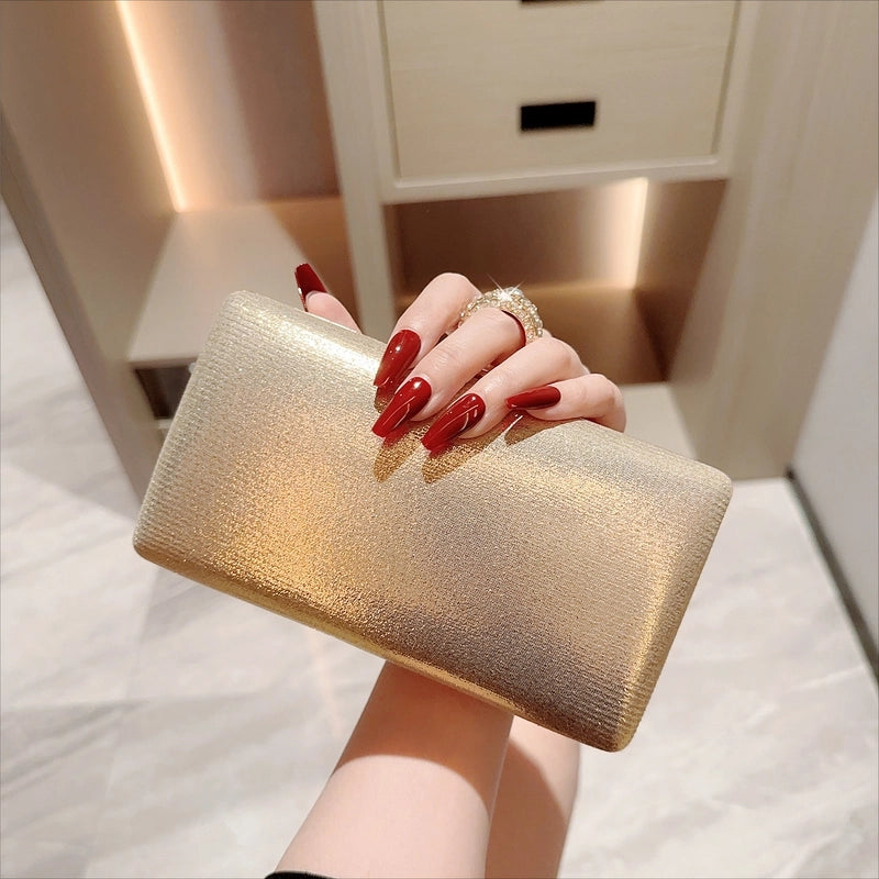 Gold Silver Pu Leather Solid Color Square Evening Bags