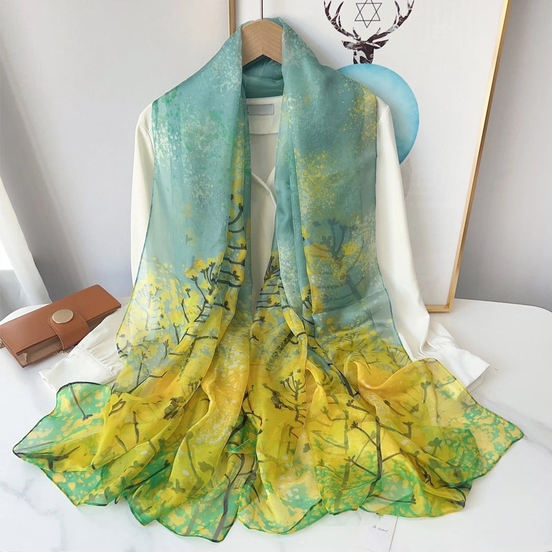 Spring And Summer New Yourou Silk Scarf Large Size Printed Beach Towel Dot Travel Vacation Sunscreen Scarf Women's Spot