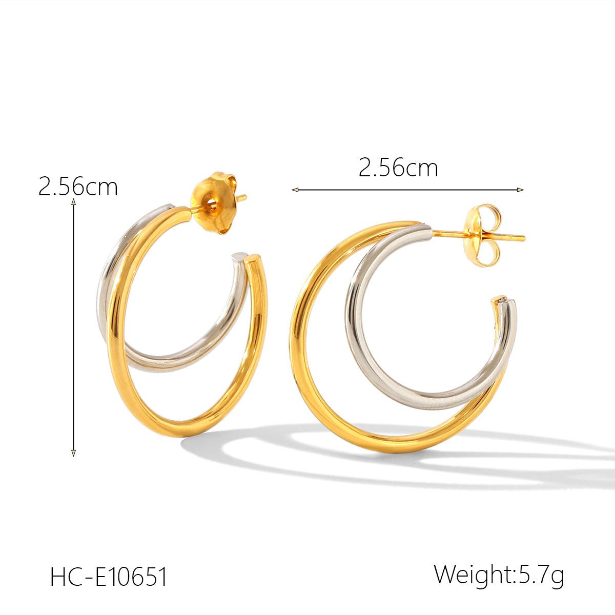 Gold And Silver Color Matching Geometric Stainless Steel Earrings For Women Niche Titanium Steel Earrings