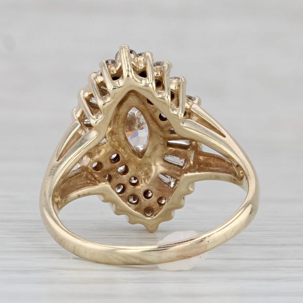 1.36ctw Marquise Halo Diamond Engagement Ring 14k Yellow Gold Size 6.75