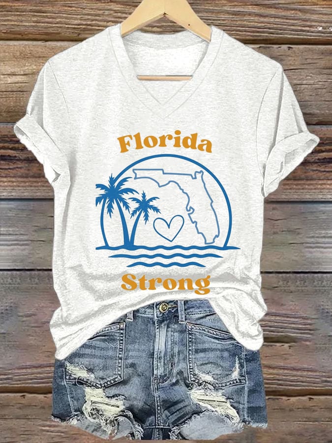 Women's Florida Strong Printed V-Neck T-Shirt