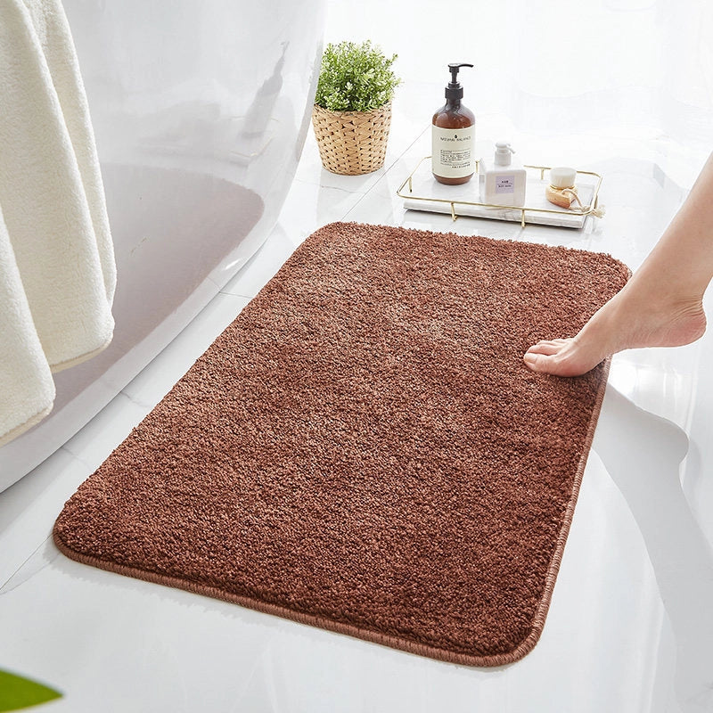 Household Bathroom Door Mat Solid Color Simple Bathroom Absorbent Non-Slip Mat Spot Thickened Fiber Floor Mat