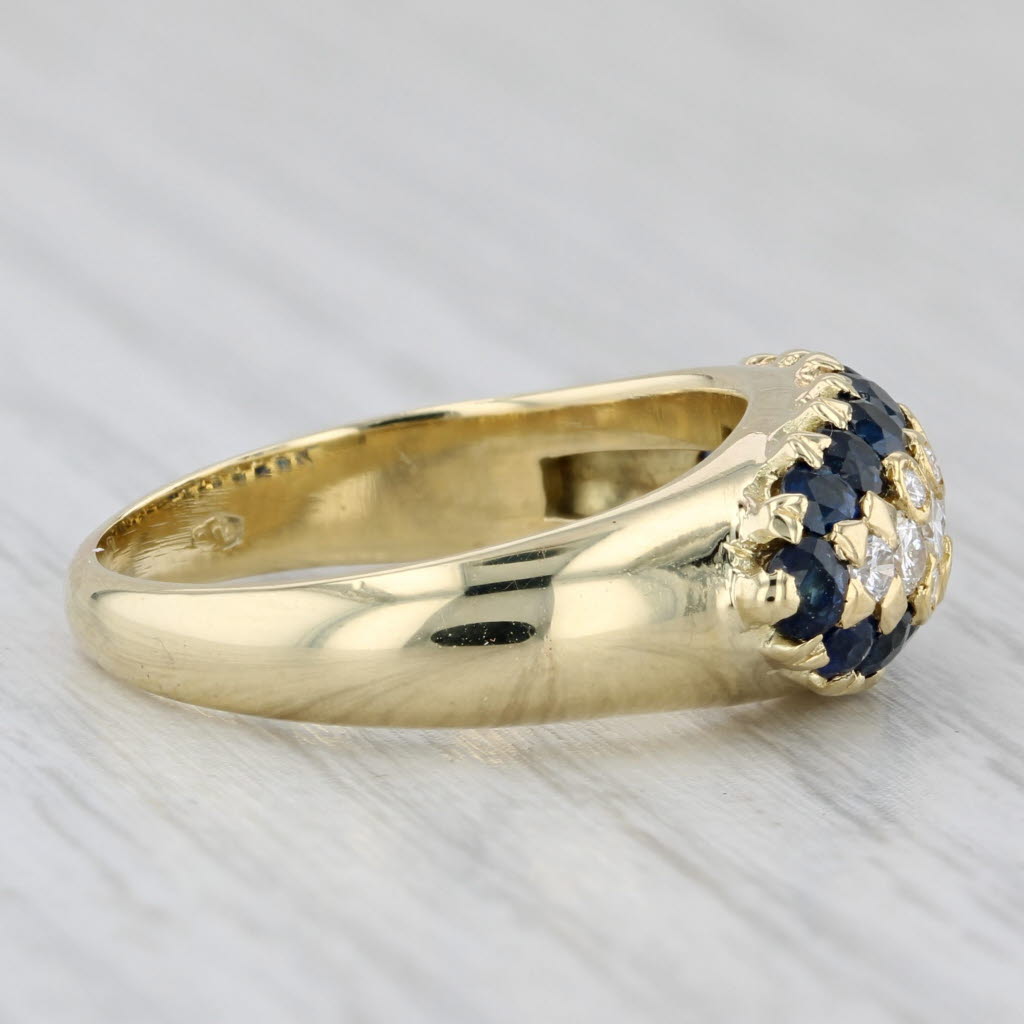 1.64ctw Blue Sapphire Diamond Ring 18k Yellow Gold Size 7.25