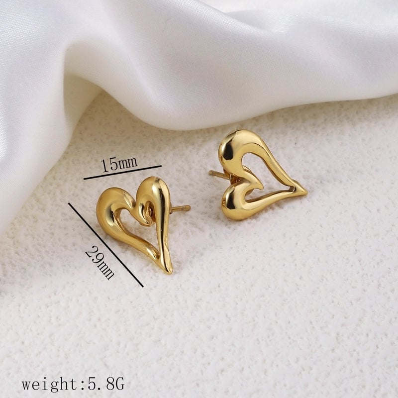 12 Pieces Minimalist Commute Geometric Heart Shape Plating Titanium Steel Drop Earrings Earrings Ear Studs