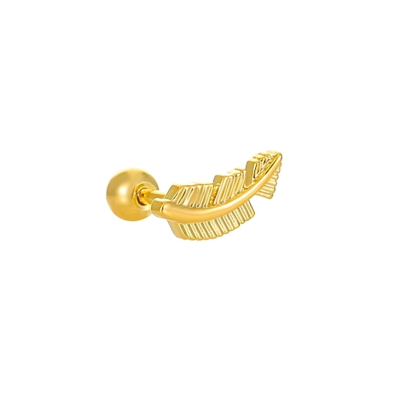 Vintage Micro-set Zircon Butterfly Flower Feather Heart Copper Screw Earrings