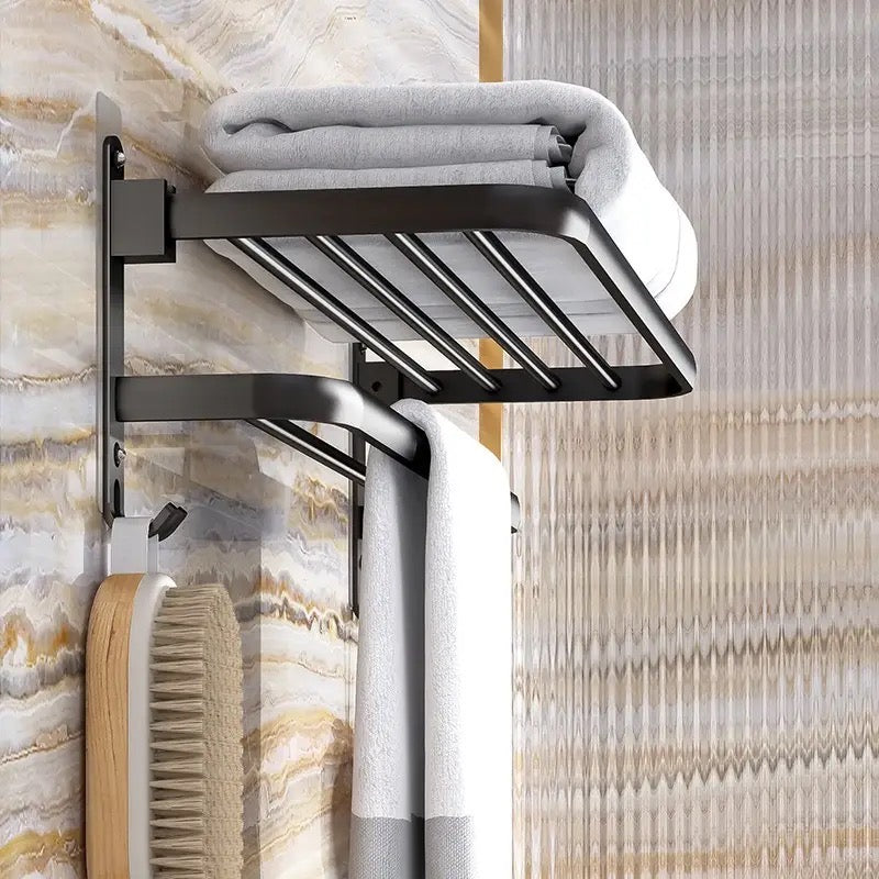 DOUBLE LAYERS FOLDING BATH TOWEL HOLDER