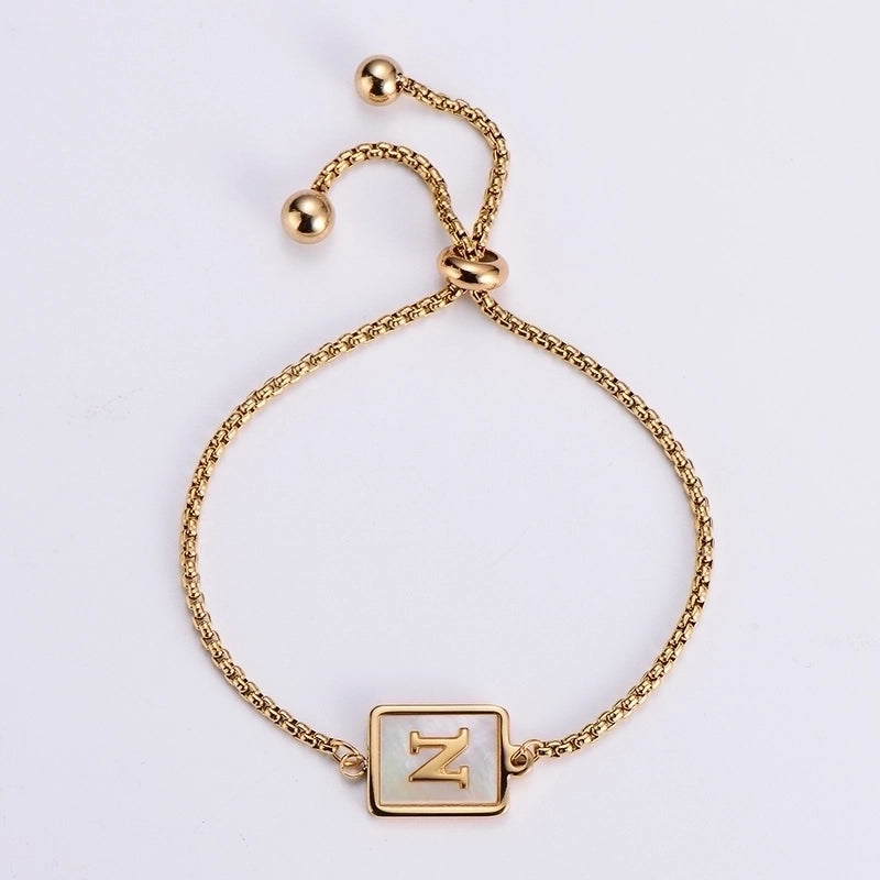 Minimalist Letter 304 Stainless Steel 18K Gold Plated Shell Bracelets In Bulk