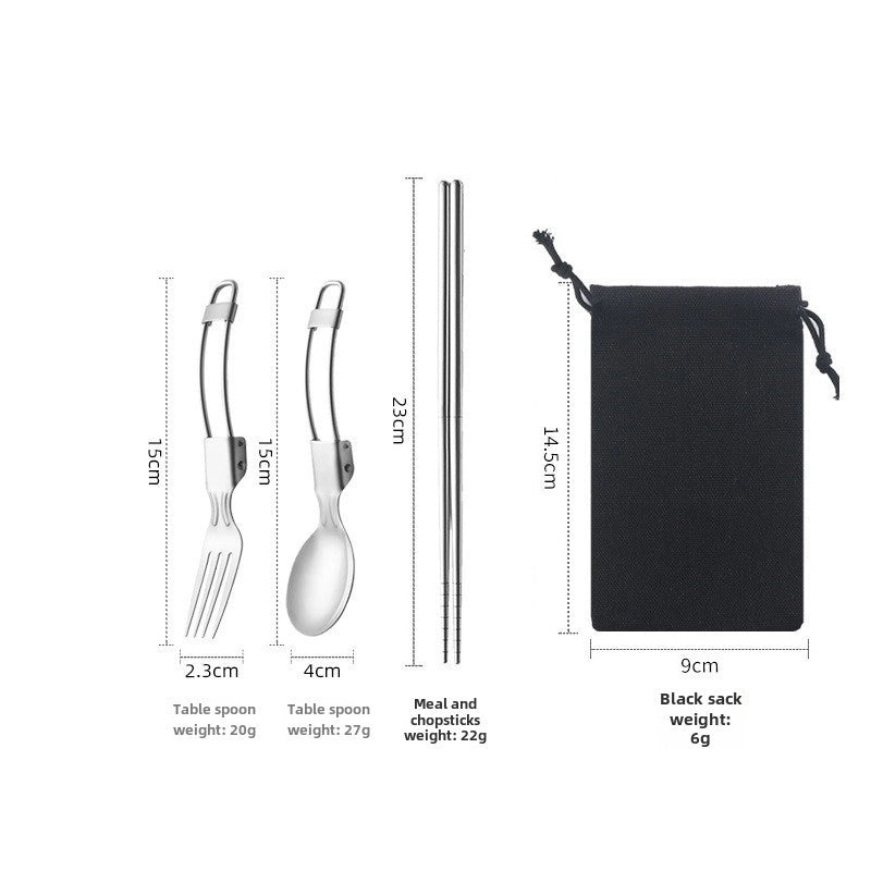 304 Folding Tableware Suit Salad Spoon Fork Chopsticks Folding Spoon Outdoor Picnic Travel Portable Foldable