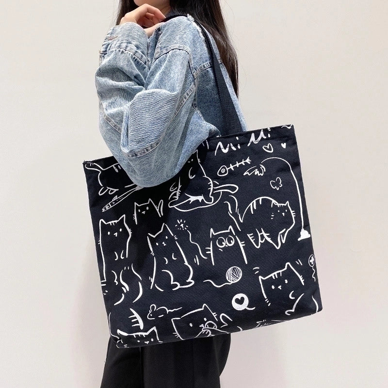 Women's Cute Cartoon Canvas Shopping Bags