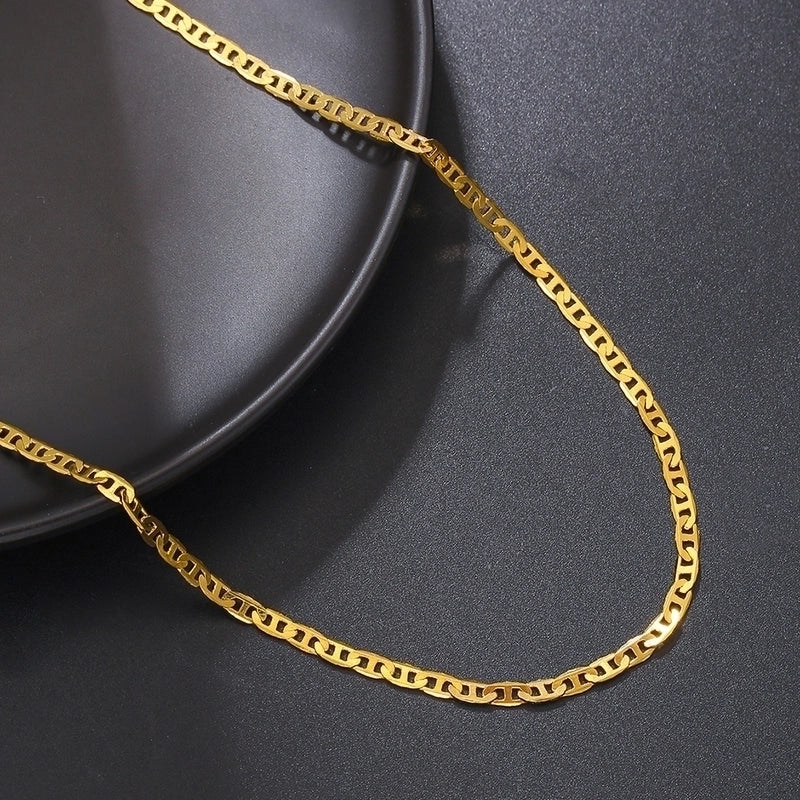 Vintage Style Solid Color Stainless Steel 14K Gold Plated Plating Pendant Necklace