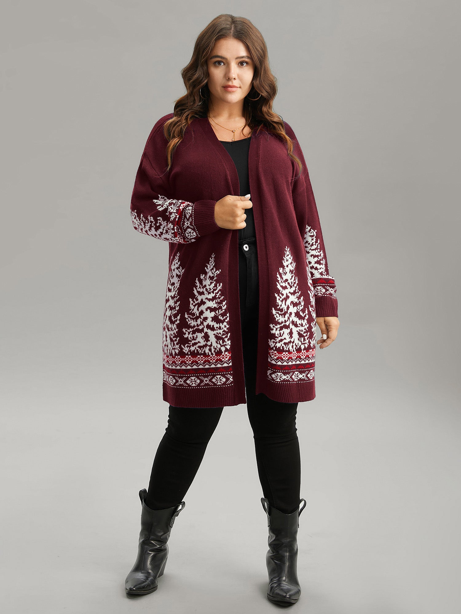 Christmas Trees Contrast Cardigan