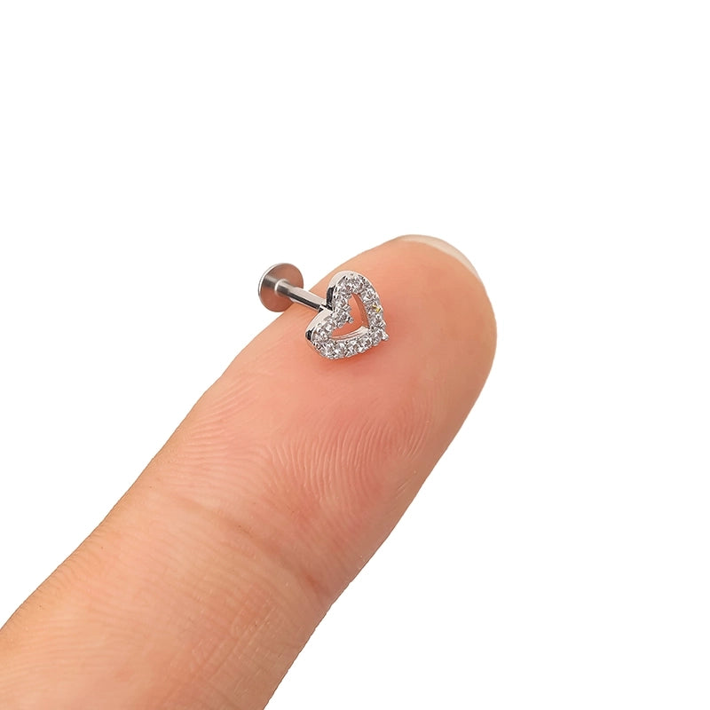 1 Piece Lip Rings Minimalist Classic Style Heart Shape Crown 316L Stainless Steel  Plating Inlay Zircon K Gold Plated Lip Rings Ear Cartilage Rings & Studs