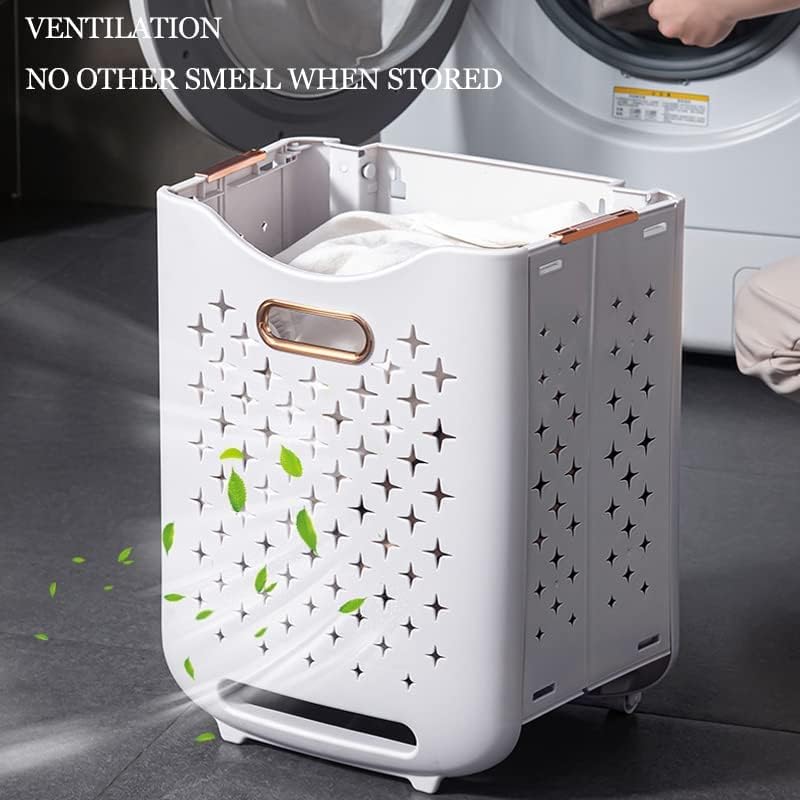 Laundry Baskets on Wheels. Laundry Trolley. Laundry Collector with 2 Layers. 2 Storage Baskets. Laundry Sorter for Bedroom