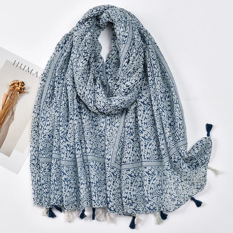 Women'S Bohemian Geometric Cotton And Linen Scarf