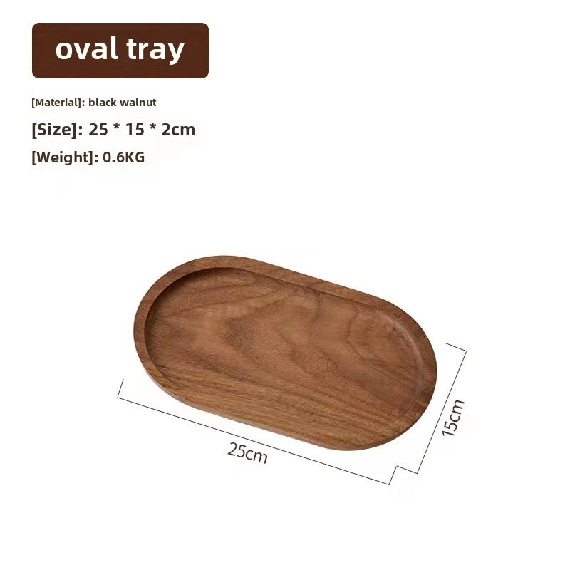 Oval Wooden Tray Solid Wood Rectangular Plate Black Walnut Afternoon Tea Coffee Tray Exquisite Small Tray