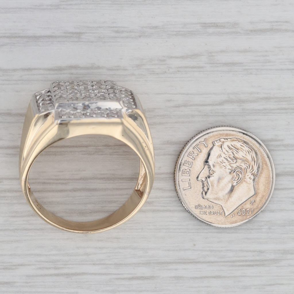 1ctw Men's Pave Diamond Ring 10k Gold Size 10.25