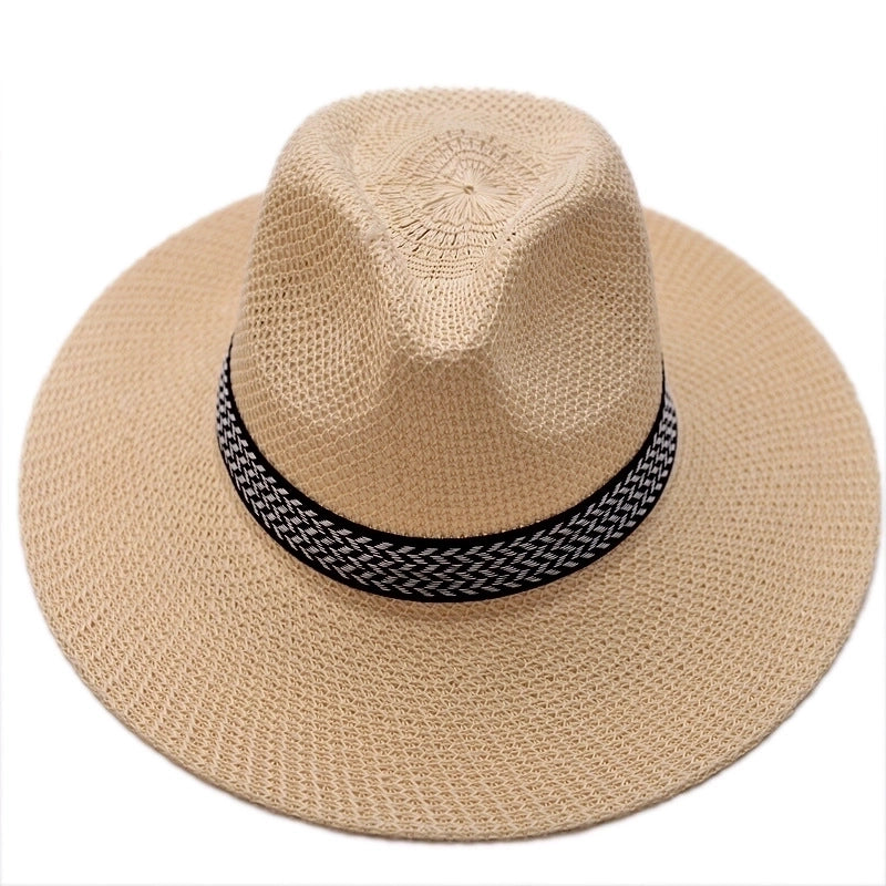 Unisex Minimalist Stripe Wide Eaves Sun Hat