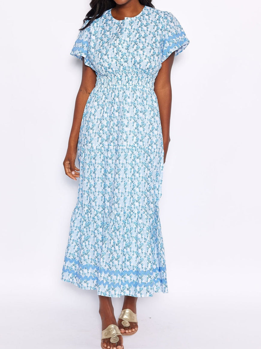 Floral Cinched Waist Midi Dress