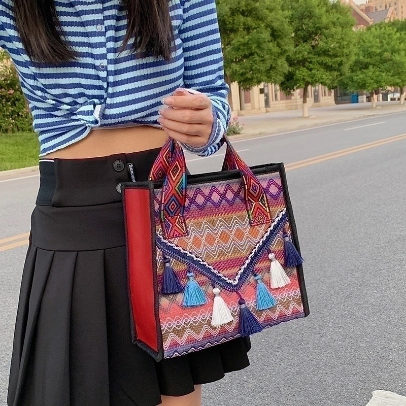 Women's Medium Canvas Ethnic Style Tote Bag