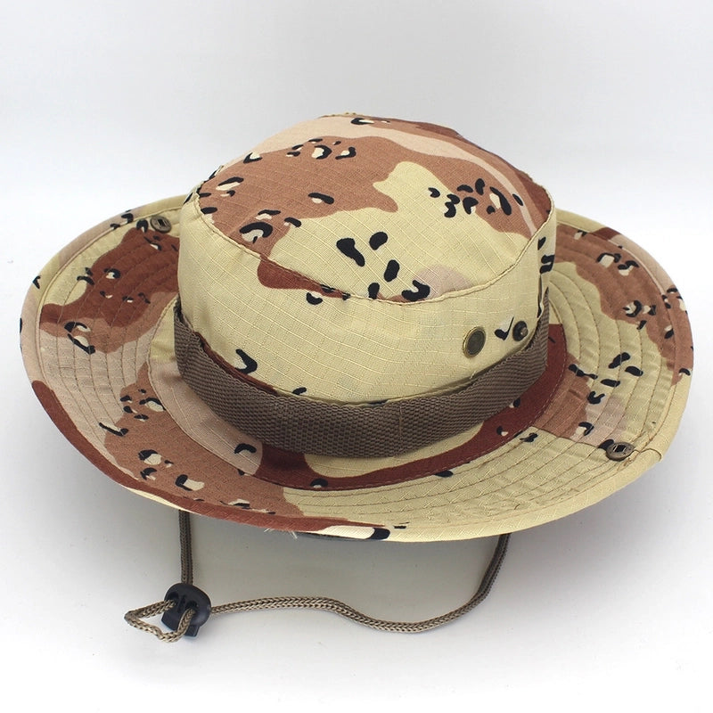 Hot Outdoor Sunscreen Round Edge Hat Mountaineering Hat Camouflage Jungle Hat Benney Hat Men's And Women's Fisherman Hat