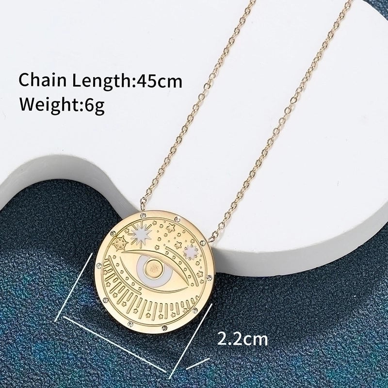 304 Stainless Steel 18K Gold Plated Raw Steel XUPING Minimalist Inlay Sun Moon Artificial Gemstones Pendant Necklace