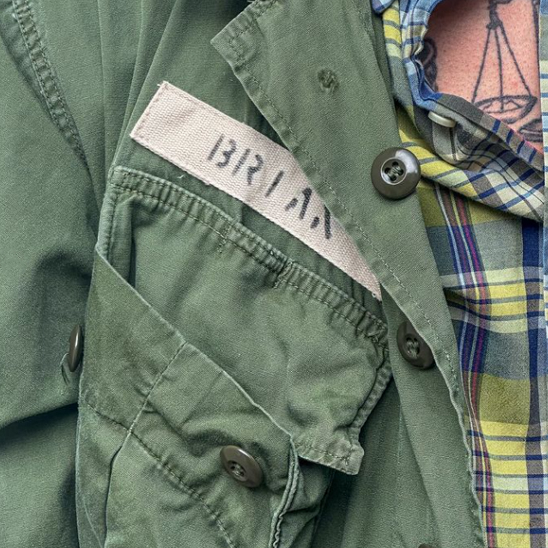 Vintage Military Olive Green Cotton Lapel Single Breasted Jacket