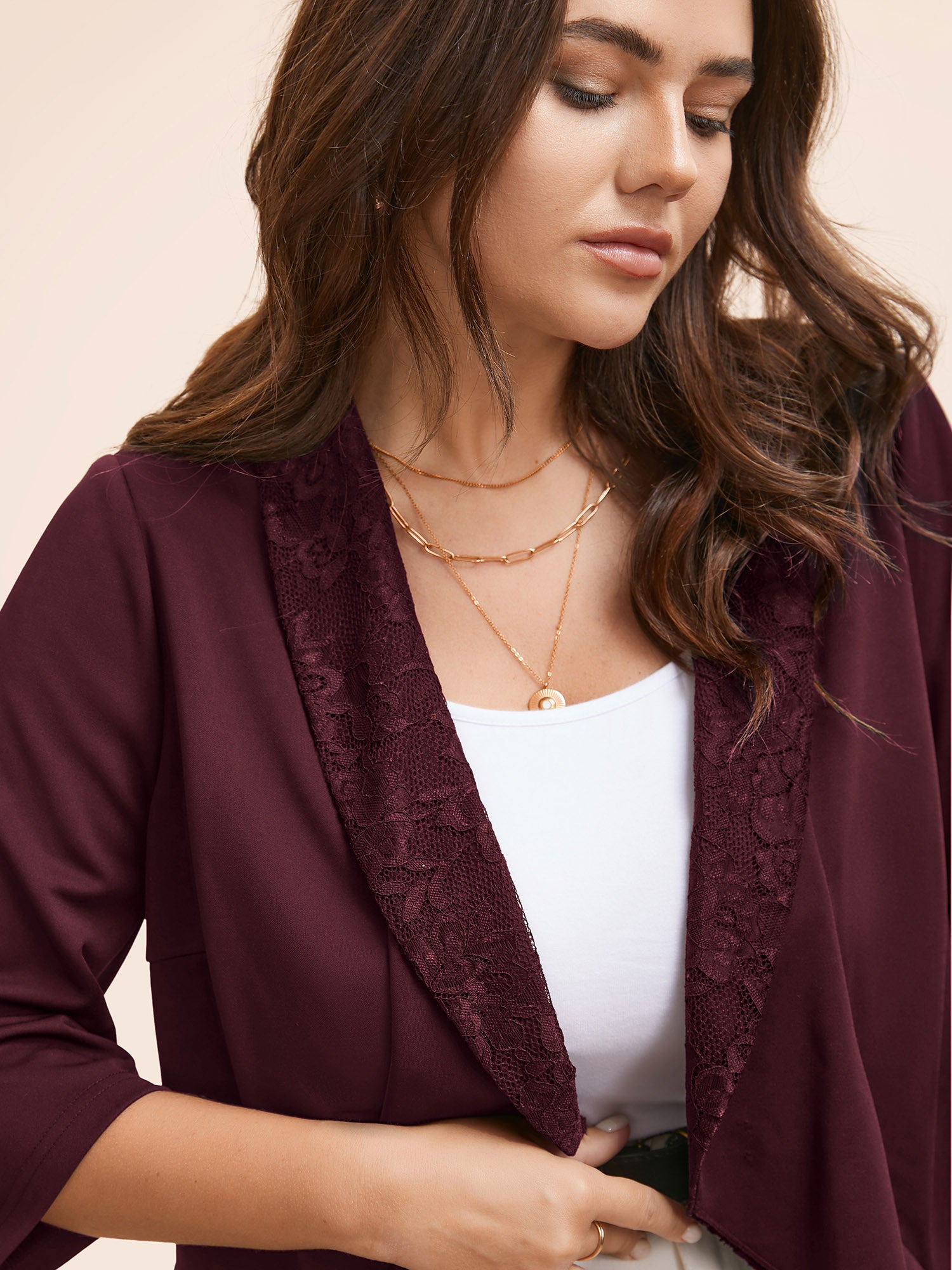 Suit Collar Lace Patchwork Blazer