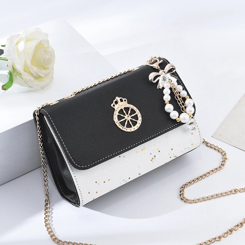 Women's Small Pu Leather Star Elegant Flip Cover Square Bag