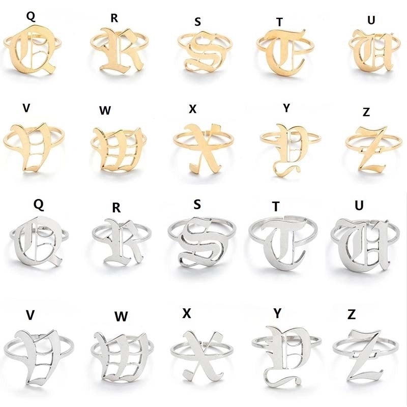 Retro Letter 201 Stainless Steel 18K Gold Plated Rings