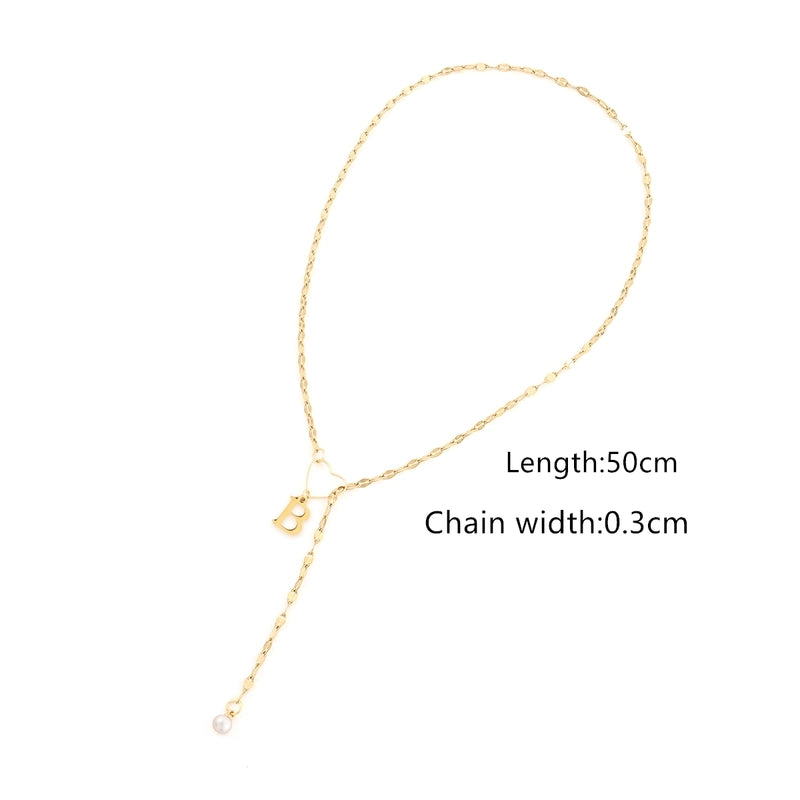 Elegant Minimalist Classic Style Letter Heart Shape 201 Stainless Steel 304 Stainless Steel Artificial Pearl Stainless Steel Necklaces