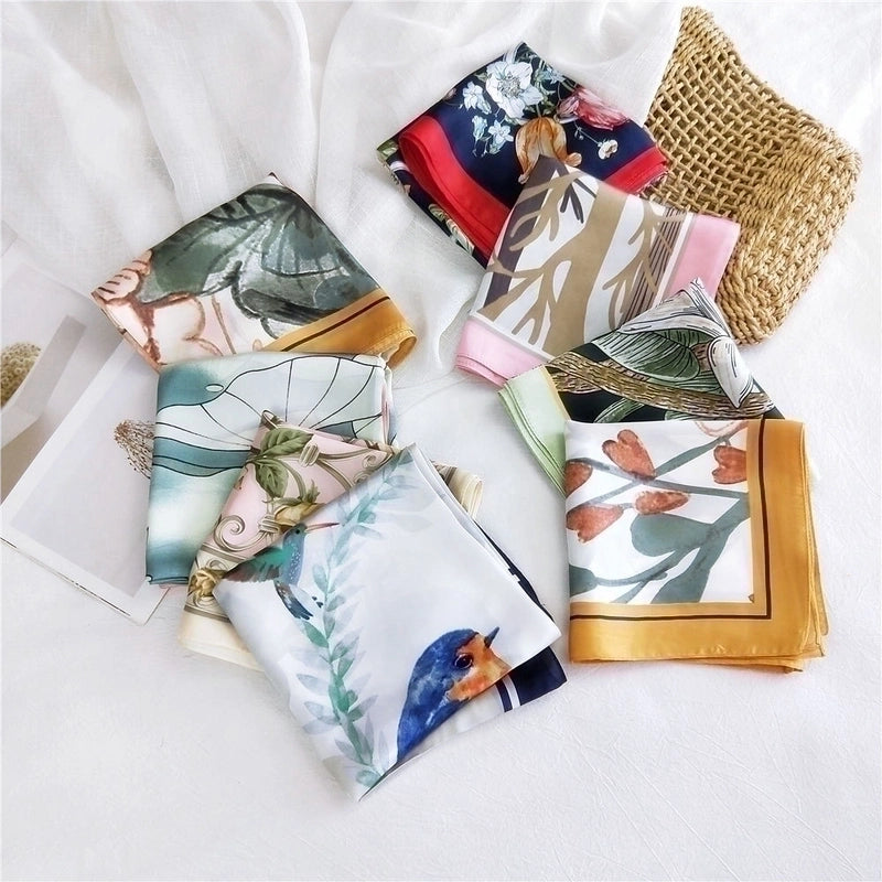 New Wild Spring Scarf To Protect The Cervical Spine  Thin Sunscreen Small Square Silk Scarf For Women