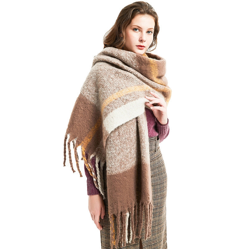 Women's Streetwear Lattice Polyester Tassel Scarf
