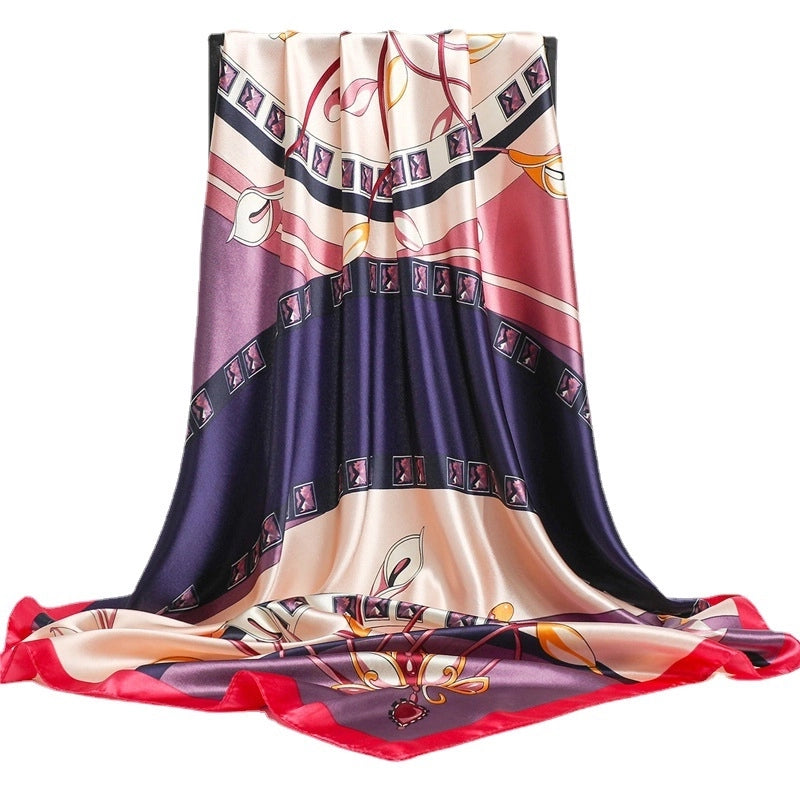 Women's Minimalist Printing Polyester Printing Silk Scarf