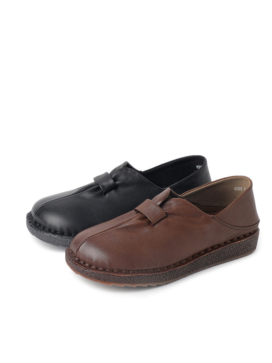 Women Casual Summer Genuine Leather Flat Shoes