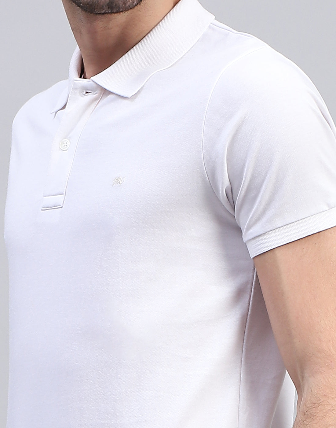 Men White Solid Polo Collar Half Sleeve T-Shirt