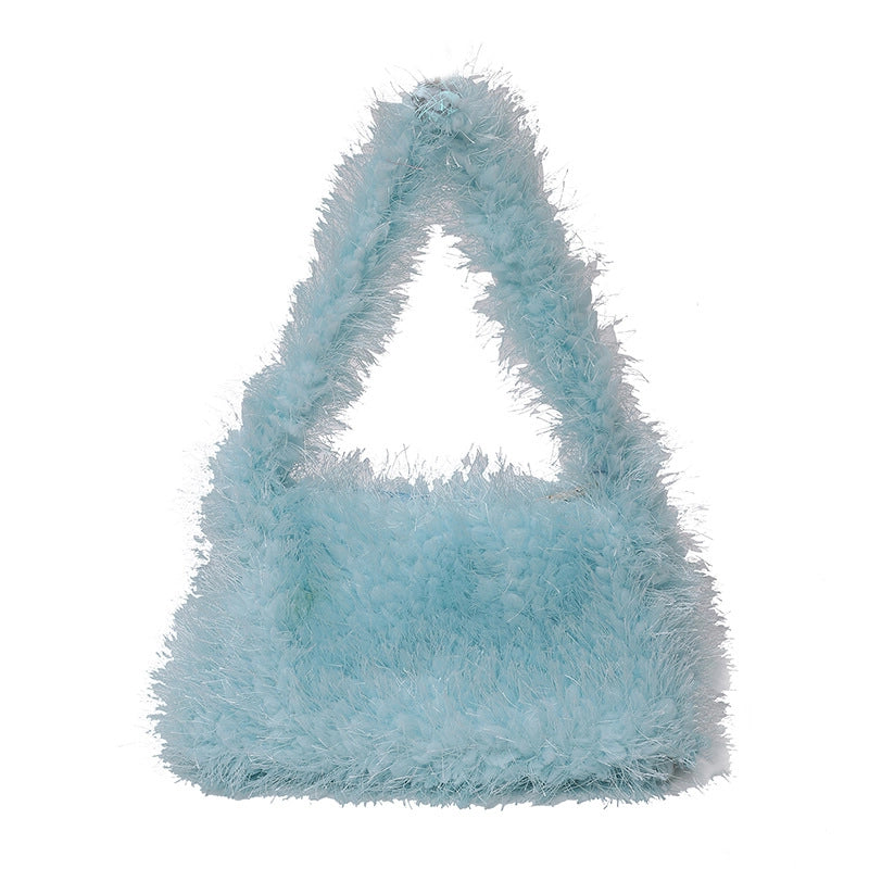 Autumn And Winter Cute Furry Portable Women's Bag Warm Furry Underarm Bag Korean Style Women's Popular One Shoulder Bag Fashion