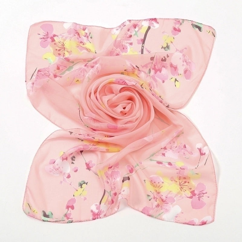 Women's Sweet Flower Chiffon Printing Silk Scarf