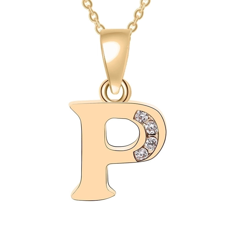 Minimalist Letter Copper Plating Inlay Zircon Pendant Necklace