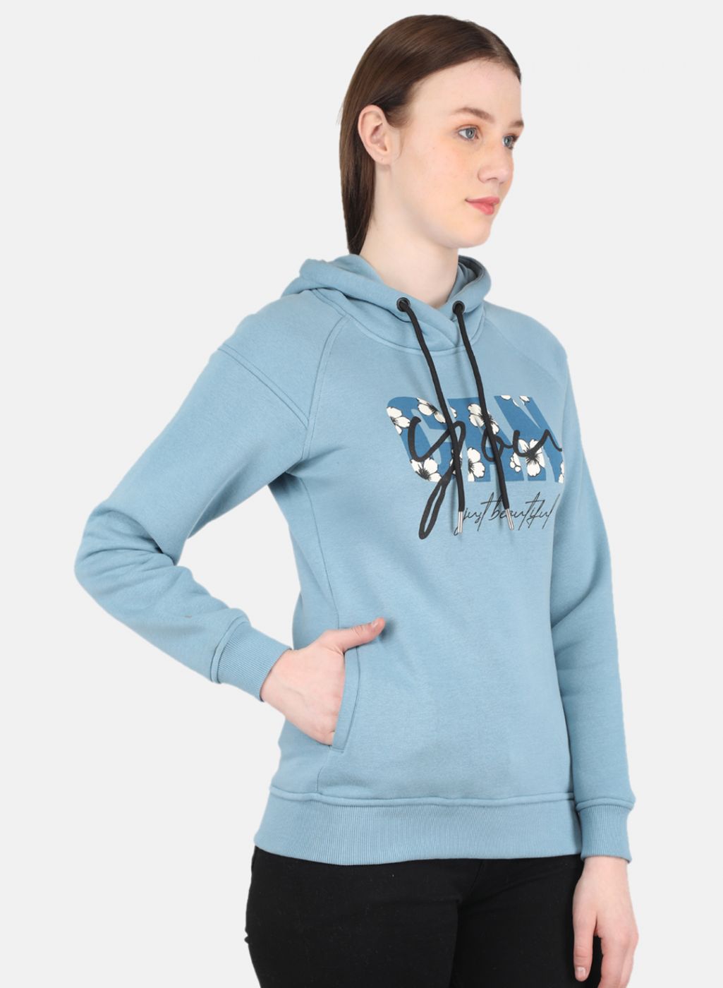 Women Blue Printed Sweatshirt