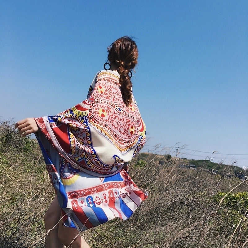 Women's Ethnic Style Flower Thick Twill Cotton Printing Shawl