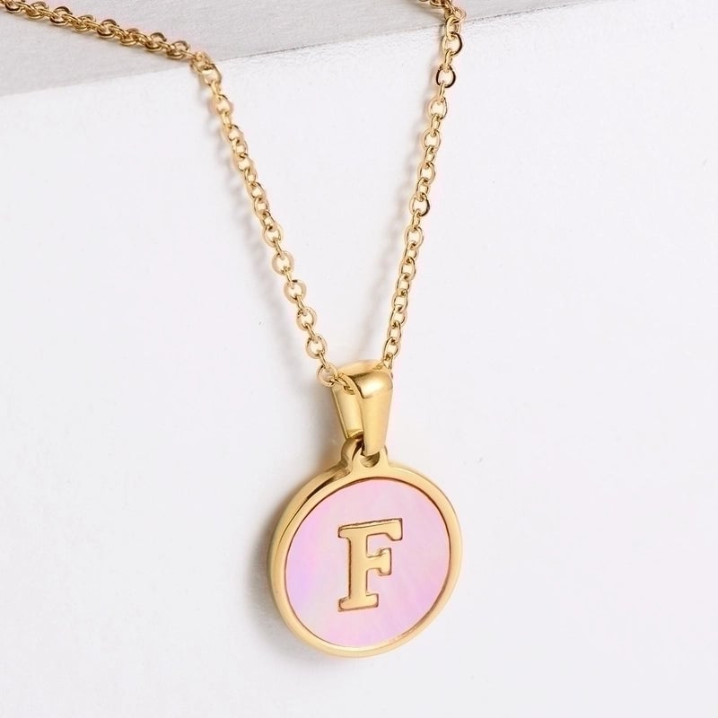 304 Stainless Steel 18K Gold Plated Fashion Plating Letter Shell Pendant Necklace