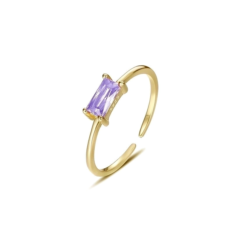 Silver Zircon Rectangle Open Ring