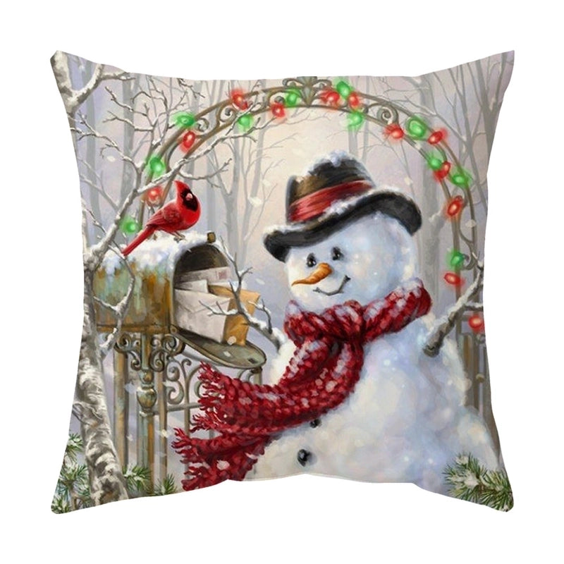 Cute Snowman Short Plush Pillow Cases