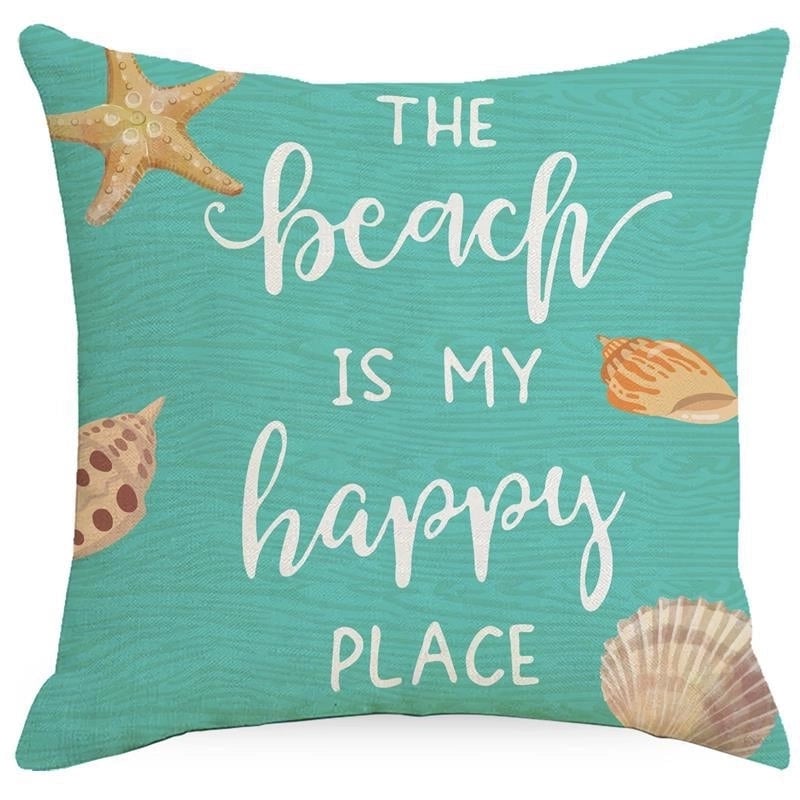 Minimalist Classic Style Commute Letter Ocean Linen Pillow Cases